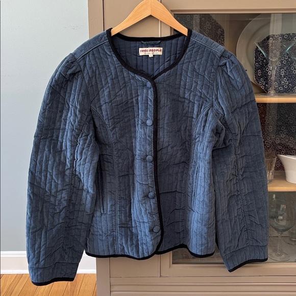 NWOT Free People Natalia Velvet Jacket in Indigo Blue, XL - Picture 4 of 10